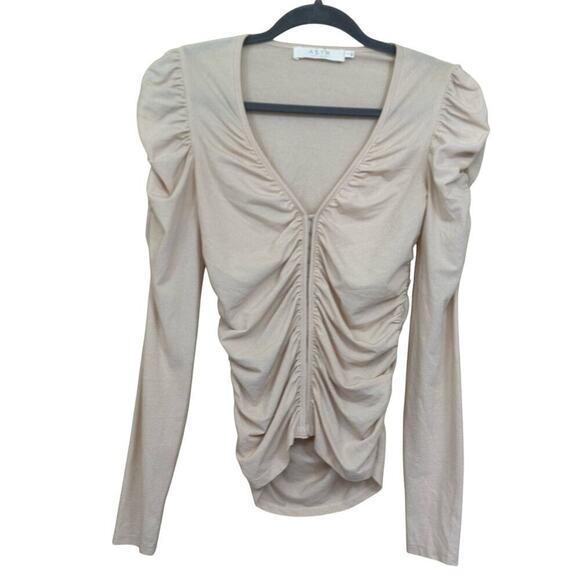 ASTR cream Encino Ruched top, small, romantic, feminine, flirty, date night - Picture 1 of 5